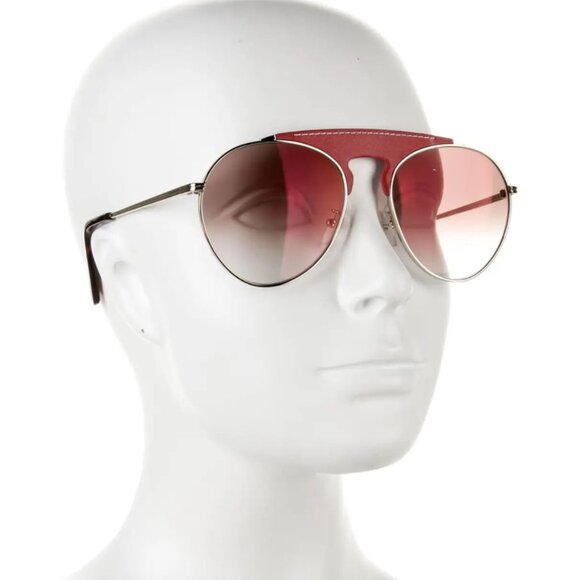 Loewe Women Sunglasses LW40005U 33G Red Leather Brown Gradient Pilot BRAND NEW